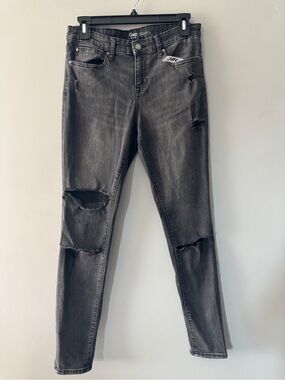 GAP | black distressed skinny jeggings | 4